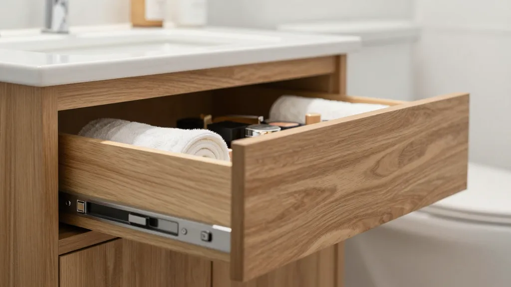 Completed custom bathroom vanity installation in Decatur, AL