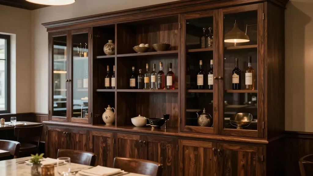 Completed restaurant bar back millwork and cafe counter installation in Decatur, AL