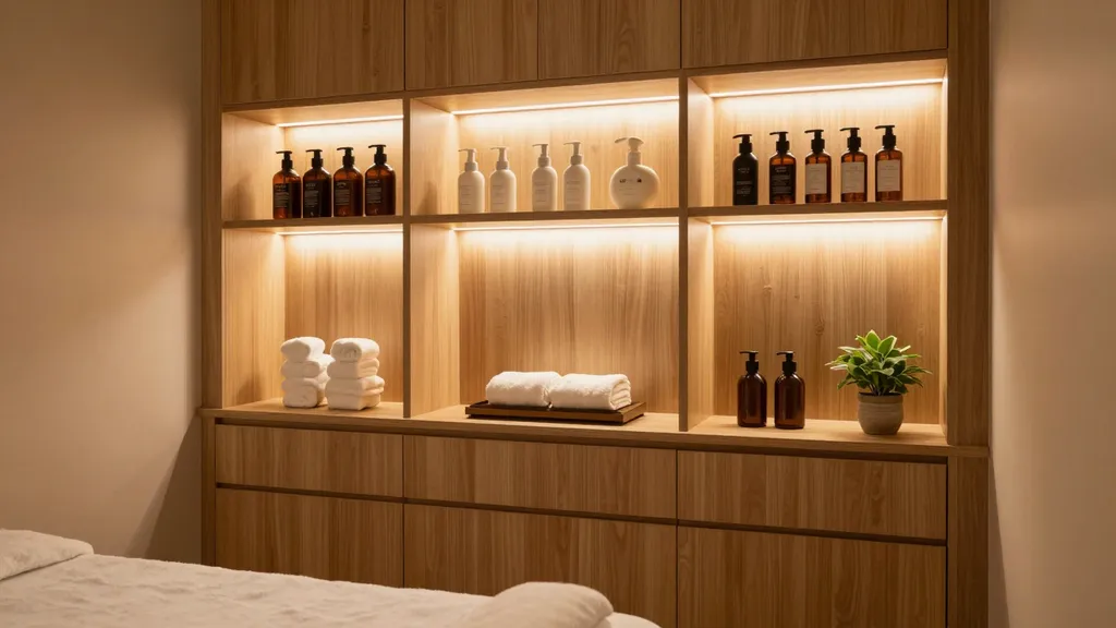 Completed custom salon styling station and backbar millwork in Decatur, AL