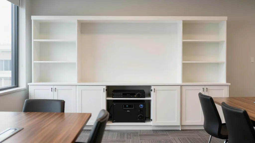 Completed real estate office reception desk and agent workspace in Decatur, AL